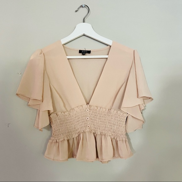 Pink Ruffled Sleeve Top. - Picture 3 of 7